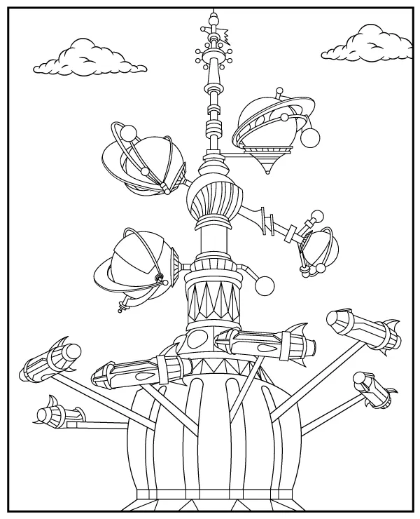 Astro Orbiter kolorowanka Disneyland - Ausmalbild zum Ausdrucken