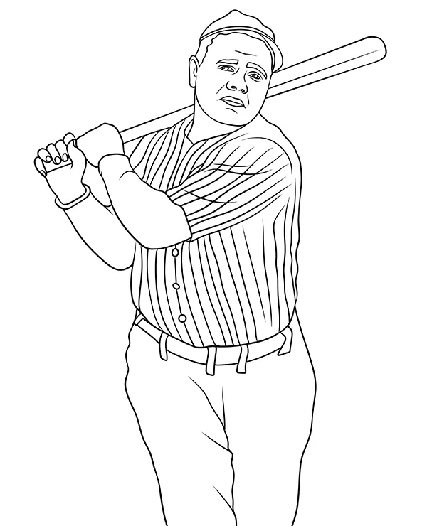 Babe Ruth kolorowanka baseball - Ausmalbild zum Ausdrucken