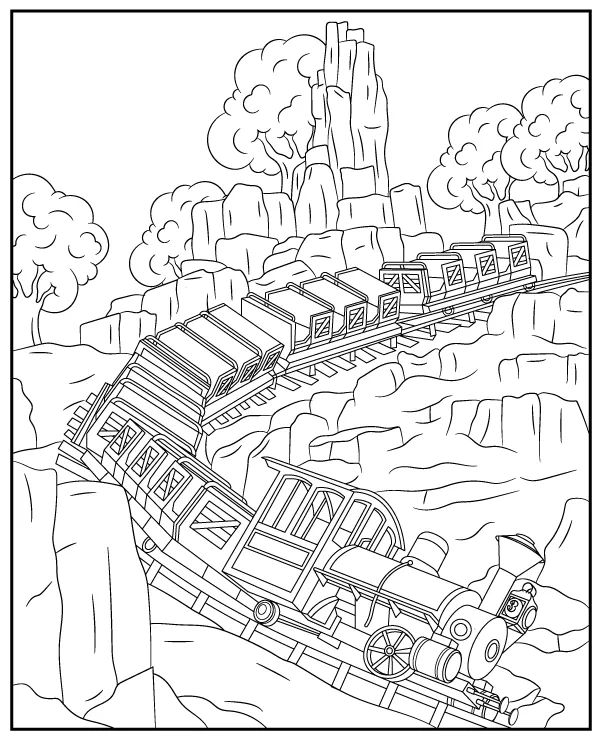Big Thunder Mountain ride kolorowanki Disneyland - Ausmalbild zum Ausdrucken