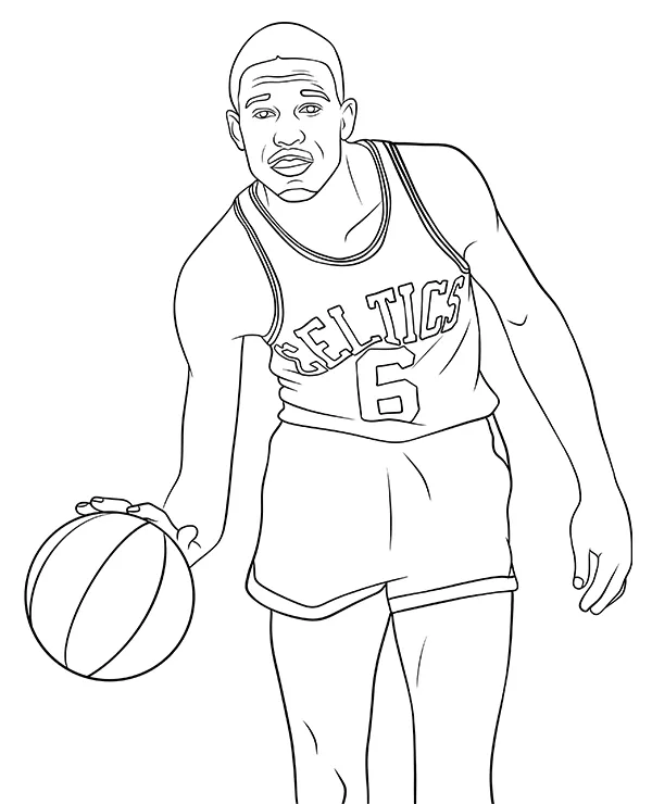 Bill Russell kolorowanka nba - Ausmalbild zum Ausdrucken