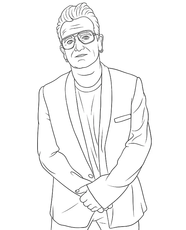 Bono kolorowanka piosenkarz - Ausmalbild zum Ausdrucken