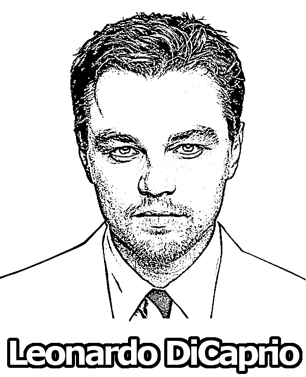 DiCaprio kolorowanka - Ausmalbild zum Ausdrucken