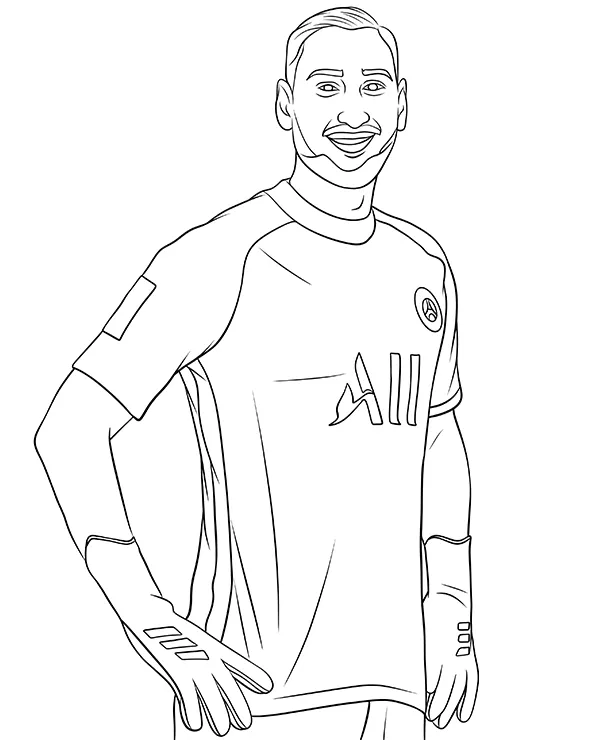 Donnarumma Gianluigi kolorowanka bramkarz - Ausmalbild zum Ausdrucken