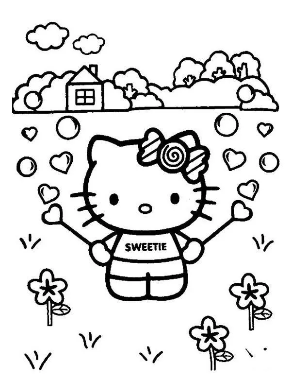Hello Kitty kolorowanka - Ausmalbild zum Ausdrucken