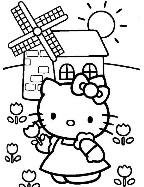 Hello Kitty kolorowanka - Ausmalbild zum Ausdrucken