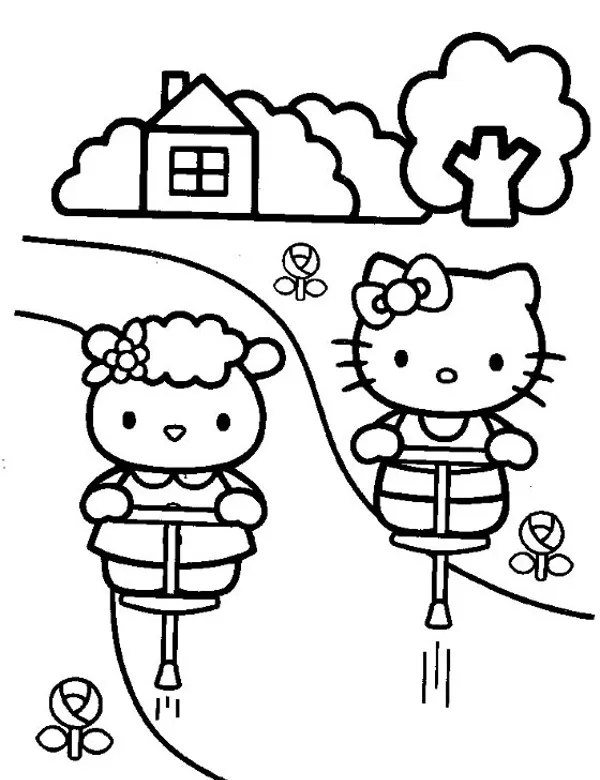 Hello Kitty kolorowanka - Ausmalbild zum Ausdrucken