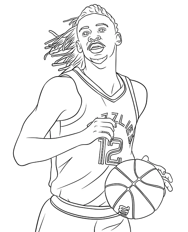 Ja Morant kolorowanka nba - Ausmalbild zum Ausdrucken