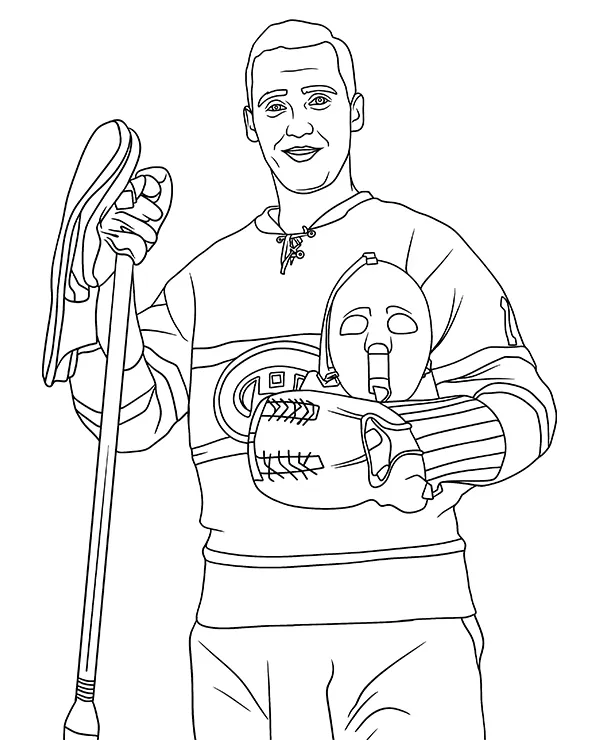 Jacques Plante kolorowanka NHL - Ausmalbild zum Ausdrucken