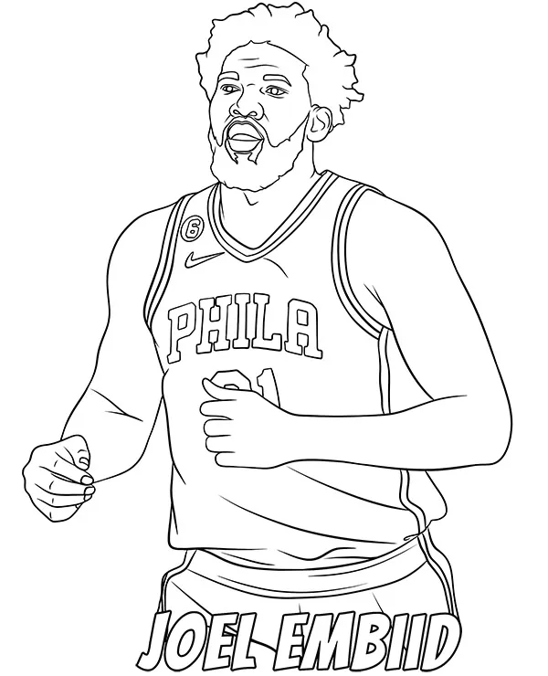 Joel Embiid kolorowanka koszykarz - Ausmalbild zum Ausdrucken