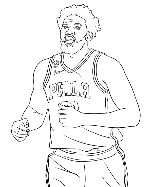 Joel Embiid kolorowanka nba - Ausmalbild zum Ausdrucken