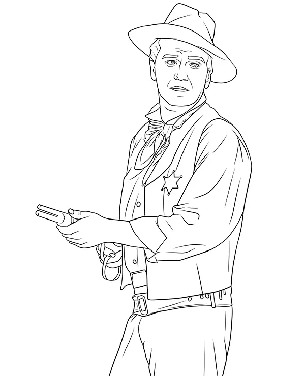 John Wayne kolorowanka kowboj - Ausmalbild zum Ausdrucken