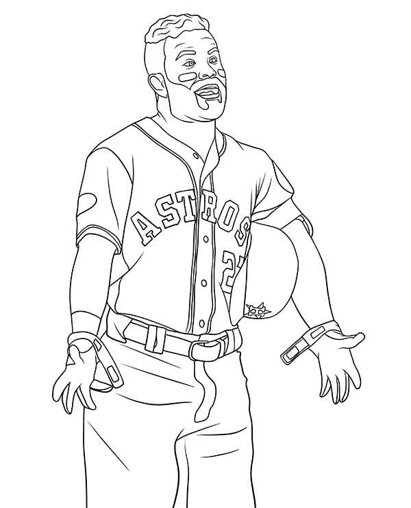 Jose Altuve kolorowanka baseball - Ausmalbild zum Ausdrucken