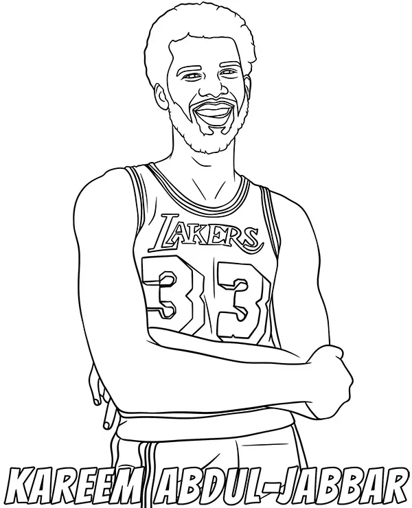 Kareem Abdul Jabbar kolorowanka koszykarz - Ausmalbild zum Ausdrucken