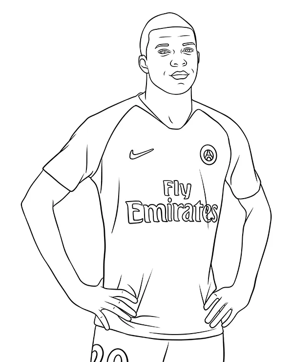 Kylian Mbappe kolorowanka pilkarz - Ausmalbild zum Ausdrucken