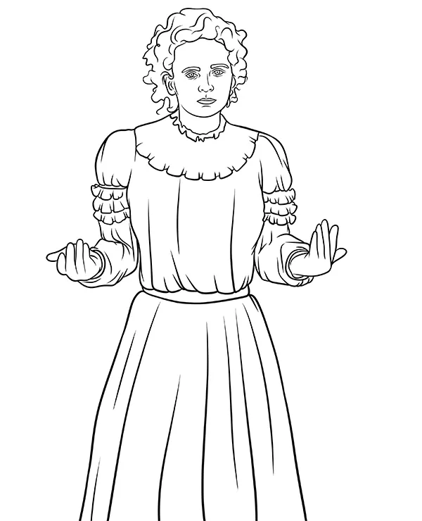 Marie Curie kolorowanka do druku - Ausmalbild zum Ausdrucken