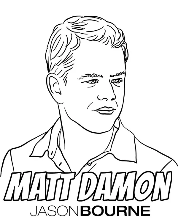 Matt Damon jason bourne aktor kolorowanka - Ausmalbild zum Ausdrucken