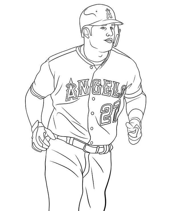 Mike Trout kolorowanka baseball - Ausmalbild zum Ausdrucken