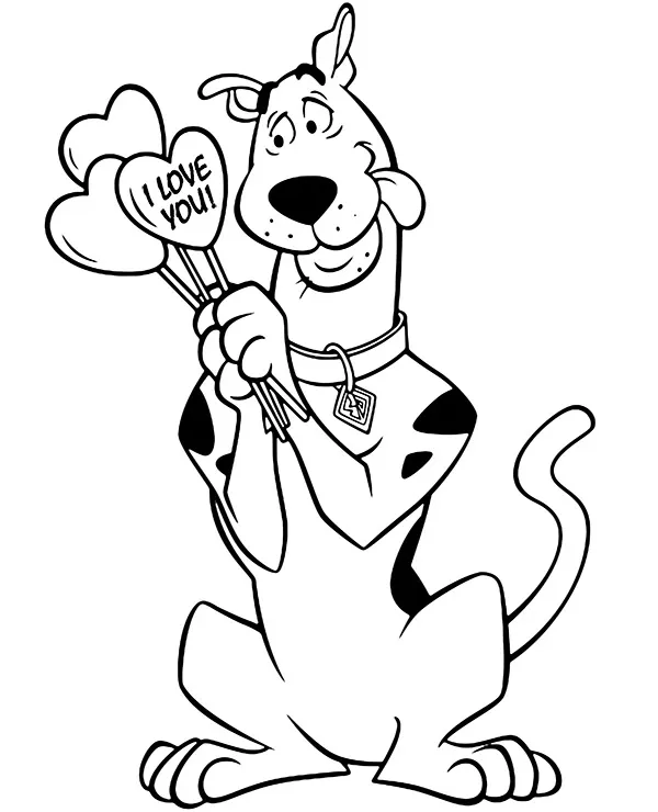 Scooby Doo walentynki kolorowanka do druku