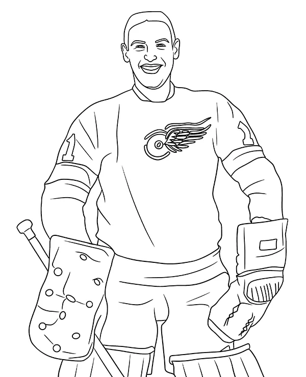 Terry Sawchuk NHL kolorowanka do druku dla dzieci