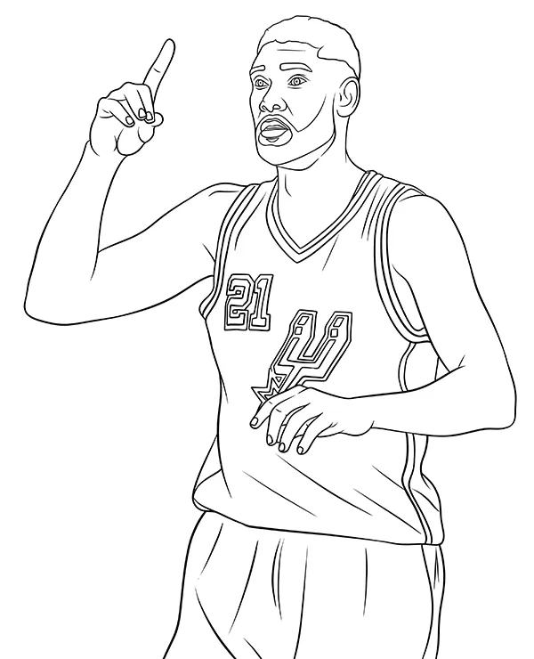 Tim Duncan NBA kolorowanka do druku dla dzieci