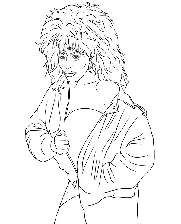 Tina Turner kolorowanka dla dzieci do druku