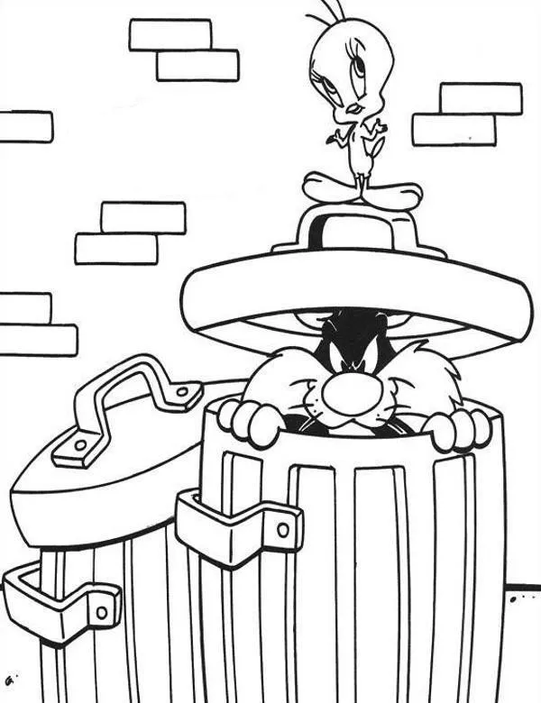 Tweety sylwester kolorowanki do druku dla dzieci