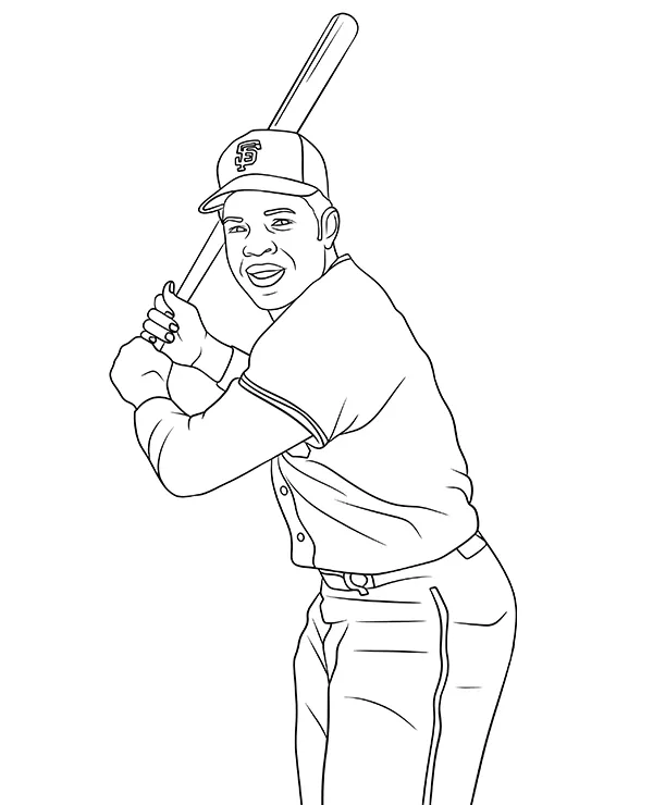 Willie Mays kolorowanka baseball dla dzieci