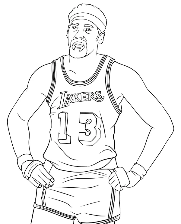 Wilt Chamberlain kolorowanka NBA dla dzieci