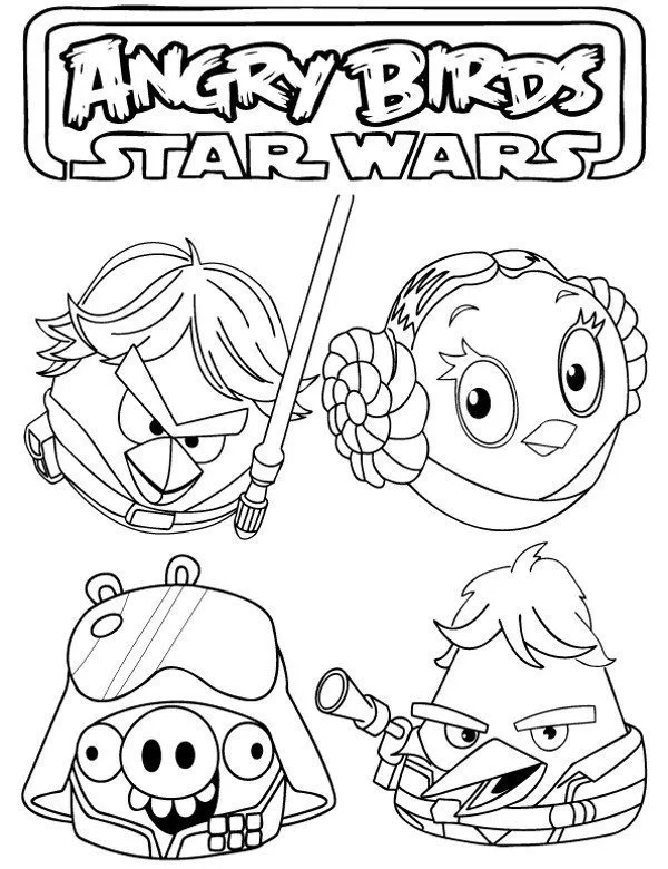 Angry birds star wars kolorowanka do druku - Ausmalbild zum Ausdrucken