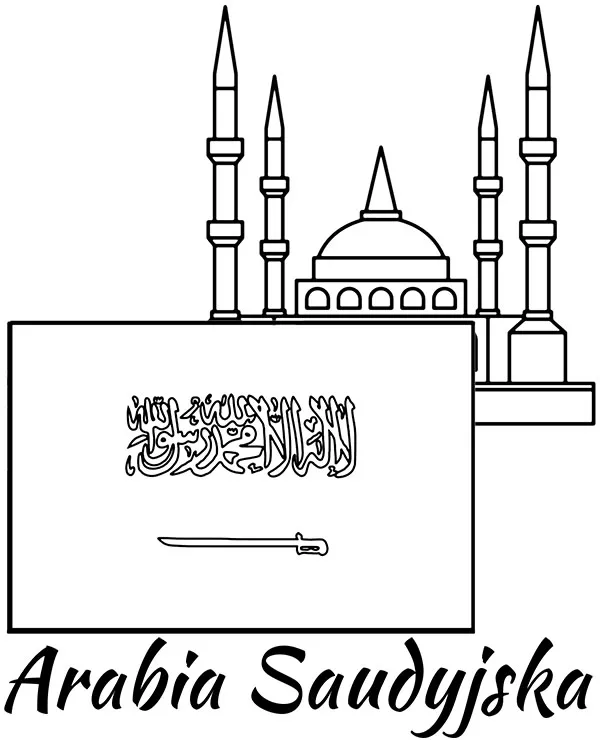 Arabia saudyjska flaga kolorowanka do wydruku - Ausmalbild zum Ausdrucken