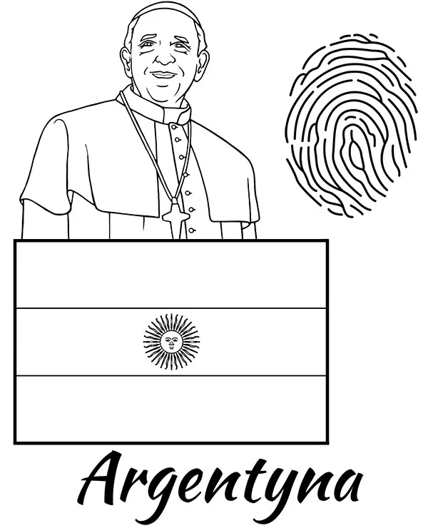Argentyna flaga papiez kolorowanka - Ausmalbild zum Ausdrucken