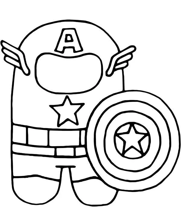 Avengers malowanki among us kapitan ameryka - Ausmalbild zum Ausdrucken