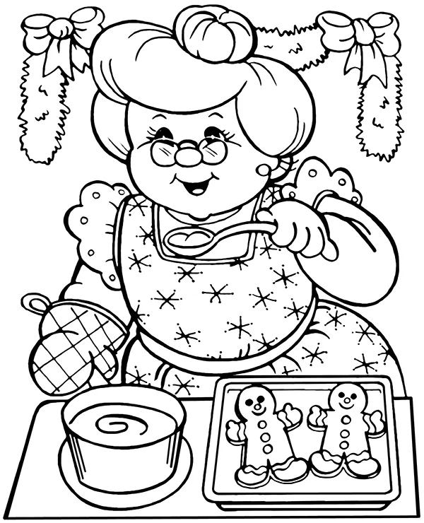 Babcia w kuchni kolorowanka - Ausmalbild zum Ausdrucken
