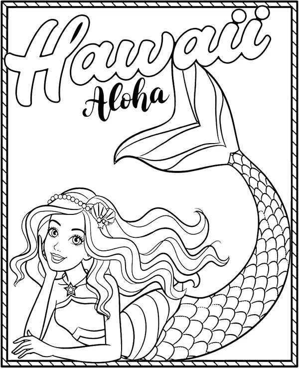 Barbie kolorowanka syrenka aloha - Ausmalbild zum Ausdrucken