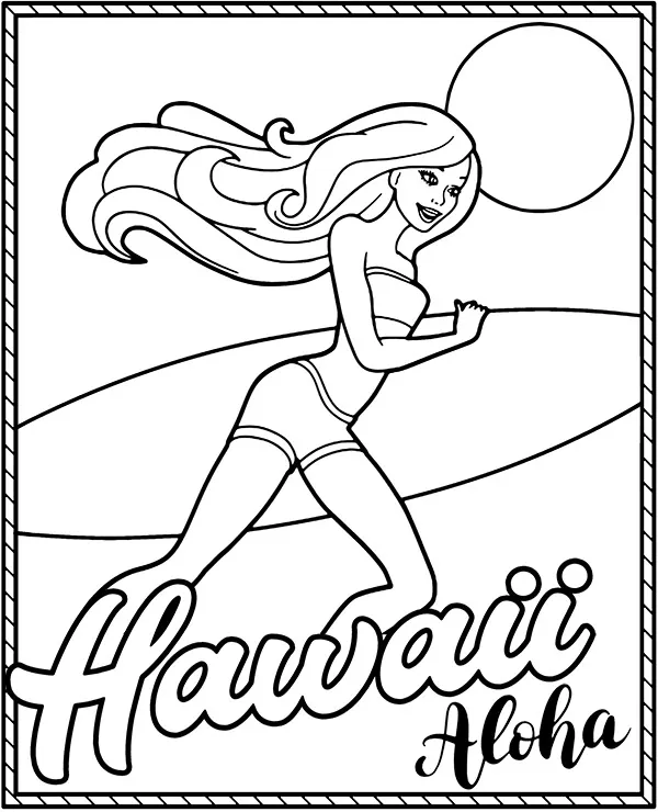 Barbie kolorowanki hawaje - Ausmalbild zum Ausdrucken