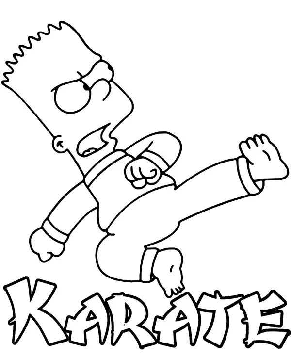 Bart simpson karate kolorowanka do druku - Ausmalbild zum Ausdrucken