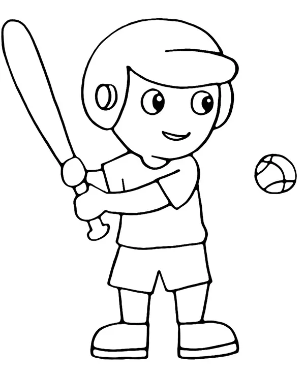 Baseball kolorowanka latwa gracz - Ausmalbild zum Ausdrucken
