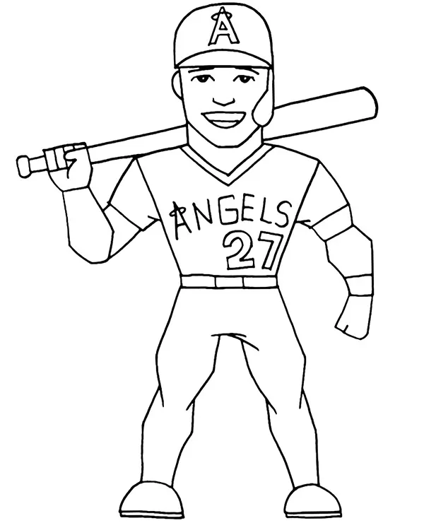 Baseball kolorowanka mike trout - Ausmalbild zum Ausdrucken