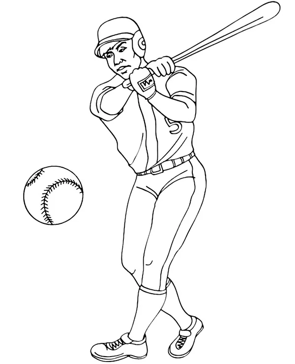 Baseball kolorowanka palkarz uderzenie - Ausmalbild zum Ausdrucken