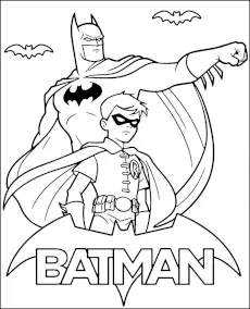 Batman kolorowanka do druku z Robinem