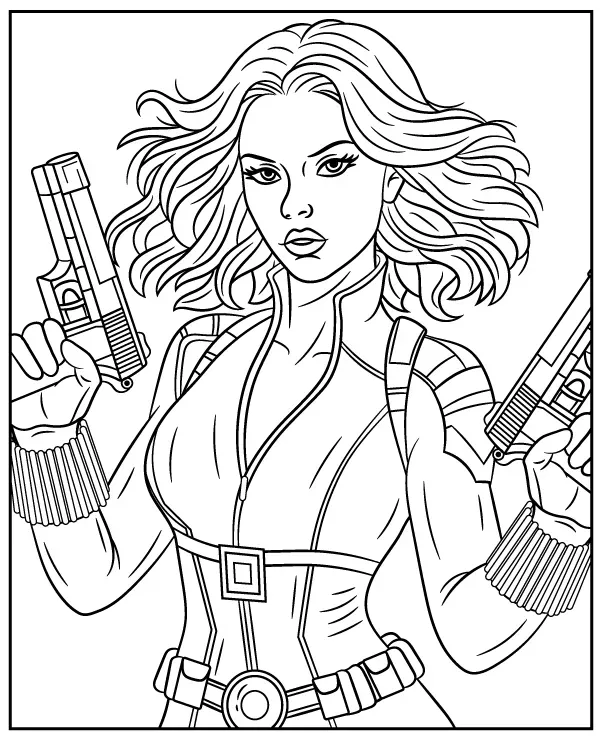 Black Widow Marvel kolorowanka do druku
