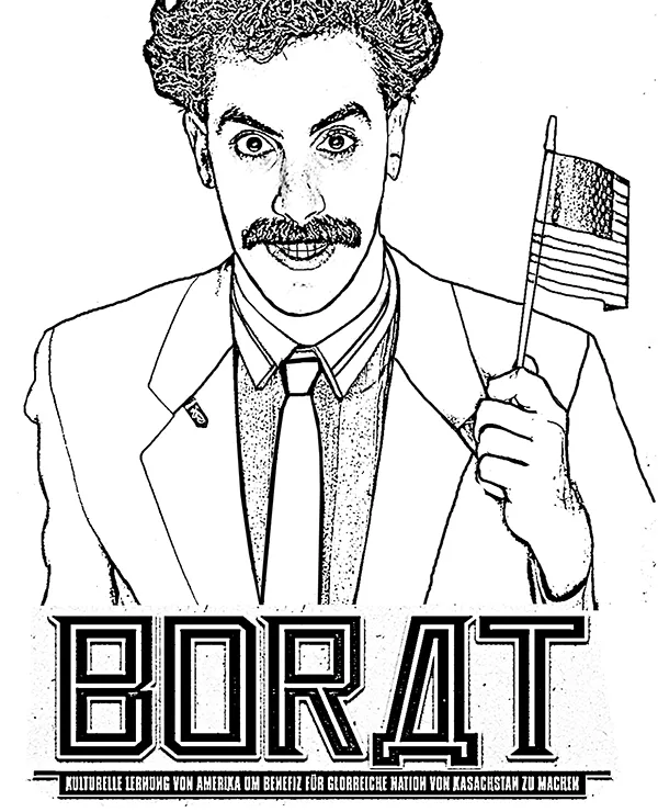 Borat kolorowanka - Ausmalbild zum Ausdrucken