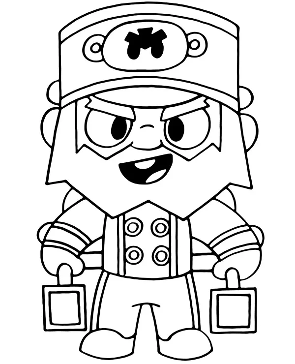 Brawl stars kolorowanka Bellhop Mike - Ausmalbild zum Ausdrucken