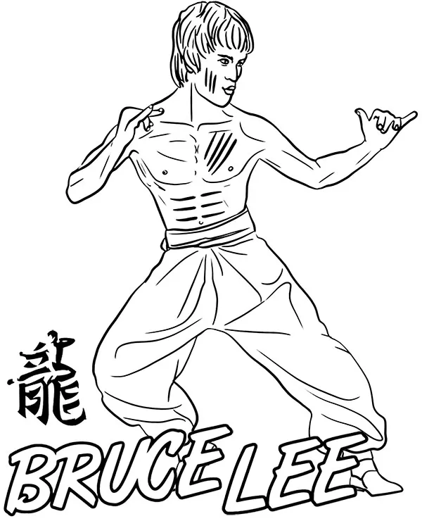 Bruce lee aktor kolorowanka do druku - Ausmalbild zum Ausdrucken