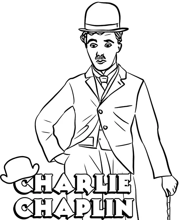 Charlie chaplin aktor kolorowanka do druku - Ausmalbild zum Ausdrucken