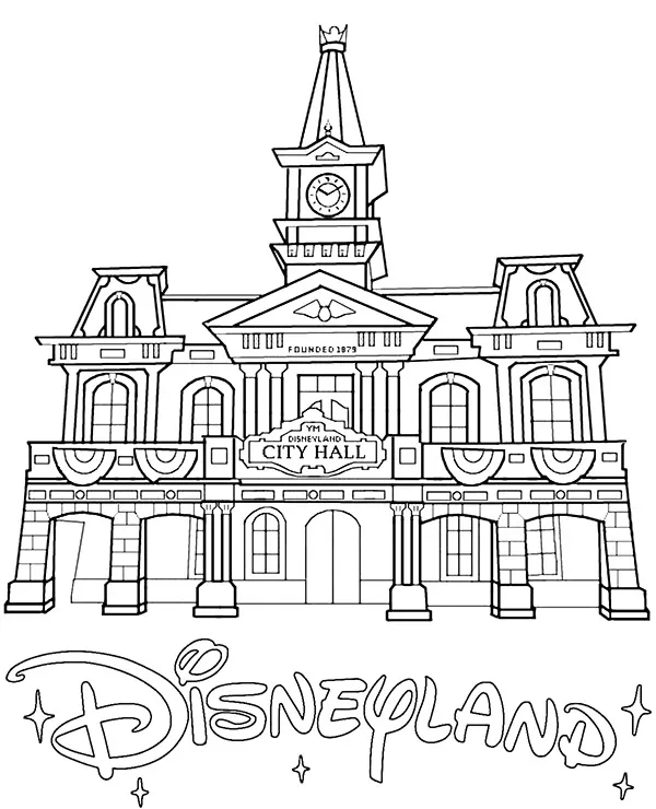 City hall kolorowanka disneyland - Ausmalbild zum Ausdrucken