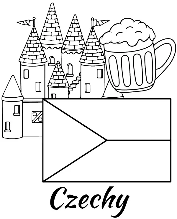 Czechy flaga kolorowanka - Ausmalbild zum Ausdrucken