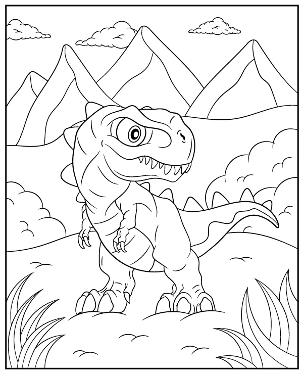 Dinozaur kolorowanka komiksowa do druku - Ausmalbild zum Ausdrucken