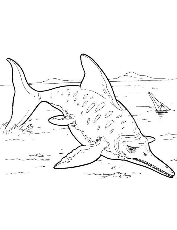 Dinozaur ryba kolorowanka do wydruku - Ausmalbild zum Ausdrucken