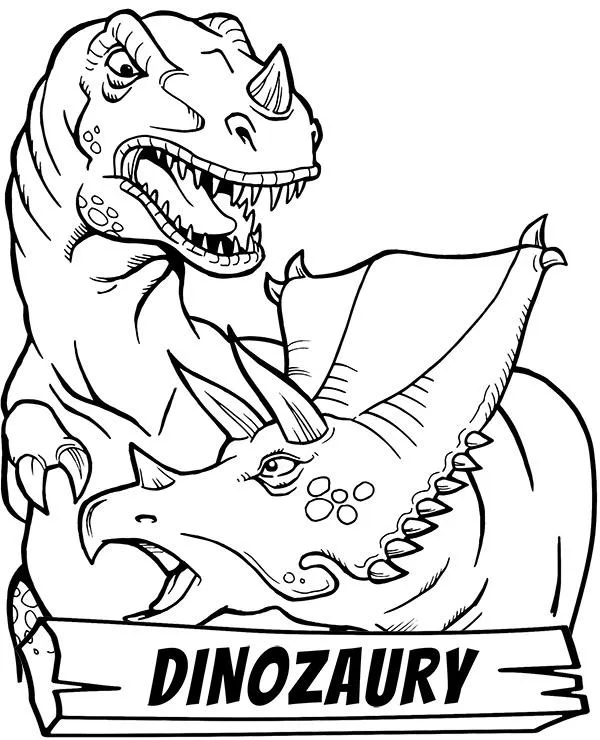 Dinozaury kolorowanki t rex i triceratops - Ausmalbild zum Ausdrucken